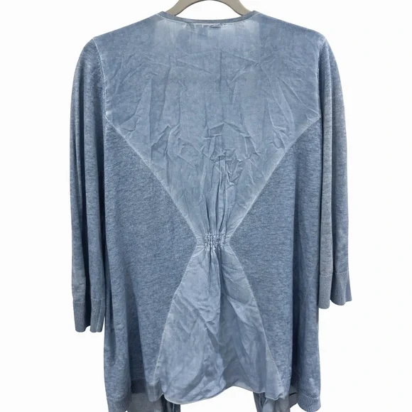 Tribal Jeans Blue Open Front Cardigan Chiffon Panel Lightweight Boho Top Size M - Picture 2 of 3